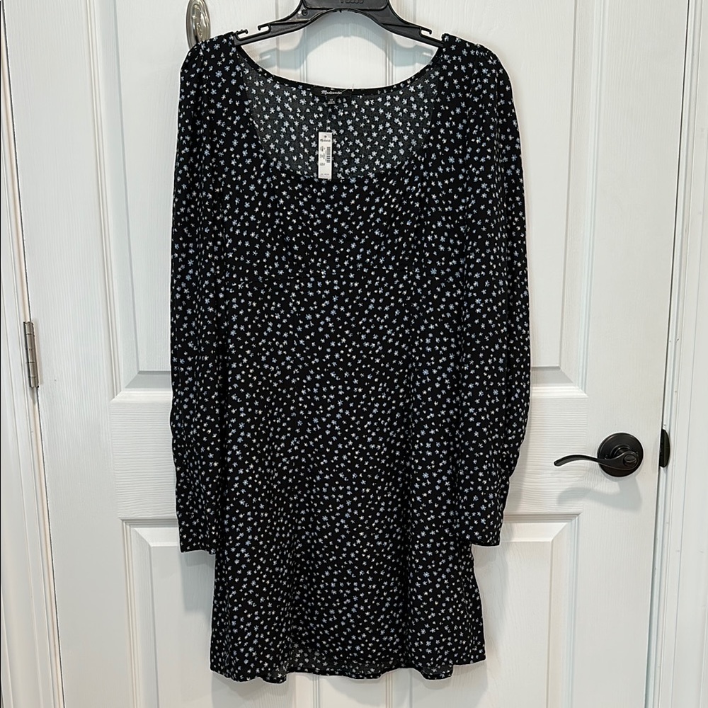 Madewell Seamed Long-Sleeve Mini Dress in Ditsy Floral